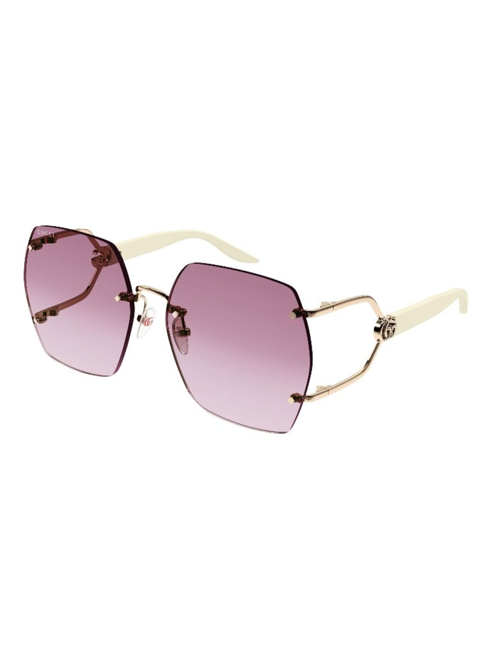 New Gucci Women's Sunglasses Gold Square Purple Lens Metal Frame GG1562S 004 62